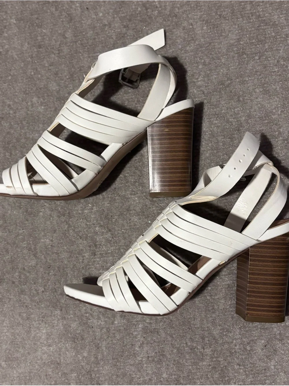 Steve Madden White Strappy Block Heel Sandals